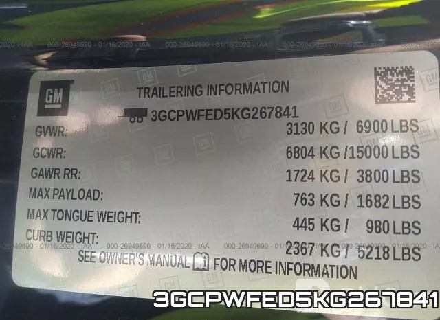 3GCPWFED5KG267841 фото 10