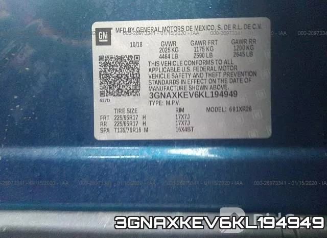 3GNAXKEV6KL194949 фото 10