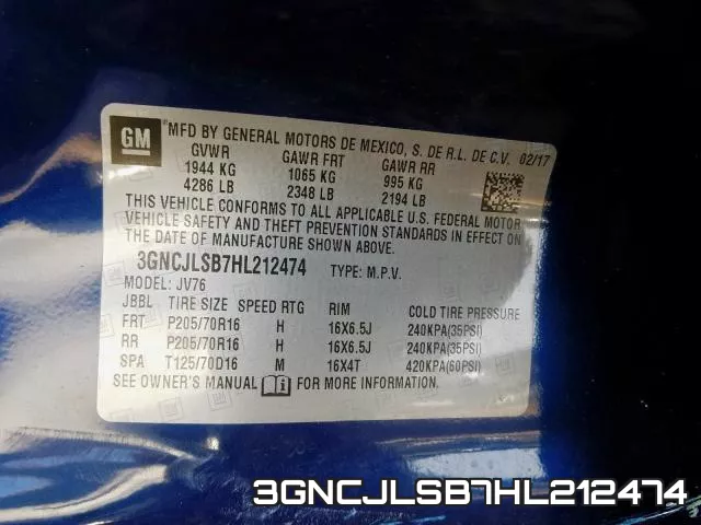 3GNCJLSB7HL212474 фото 2