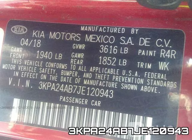 3KPA24AB7JE120943 фото 10