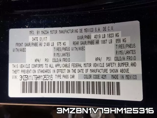 3MZBN1V79HM125316 фото 2