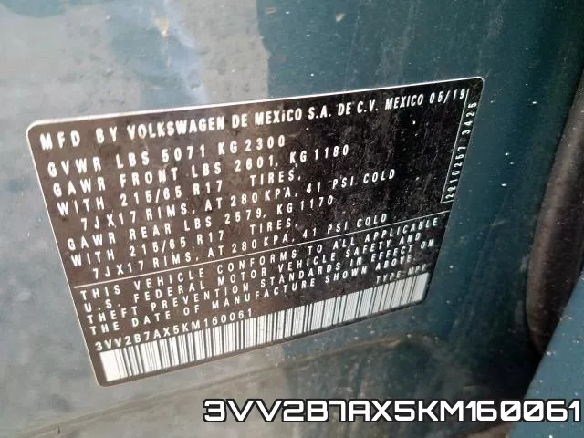 3VV2B7AX5KM160061 фото 2