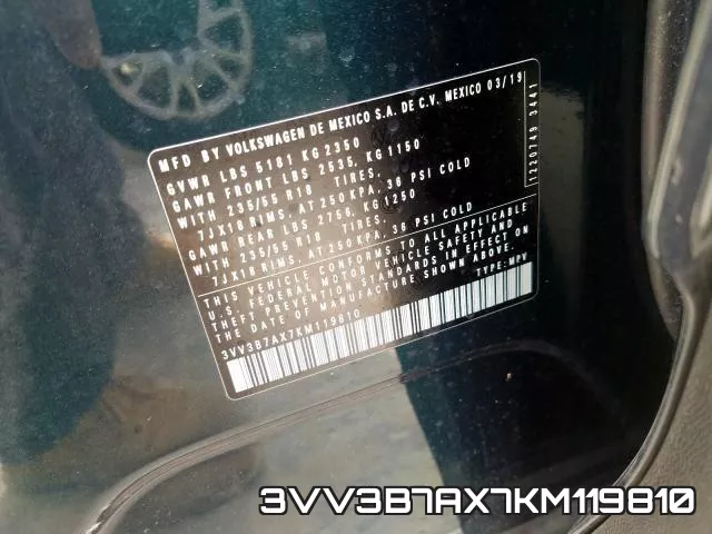 3VV3B7AX7KM119810 фото 2