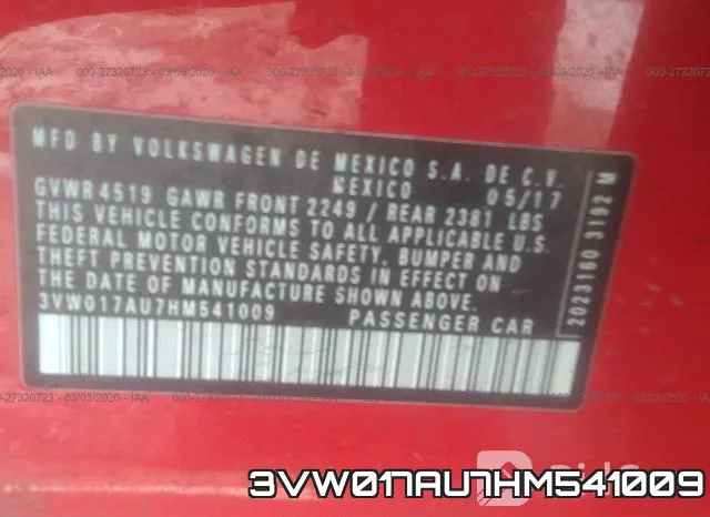 3VW017AU7HM541009 фото 10