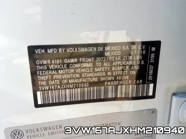 3VW167AJXHM210940 фото 2
