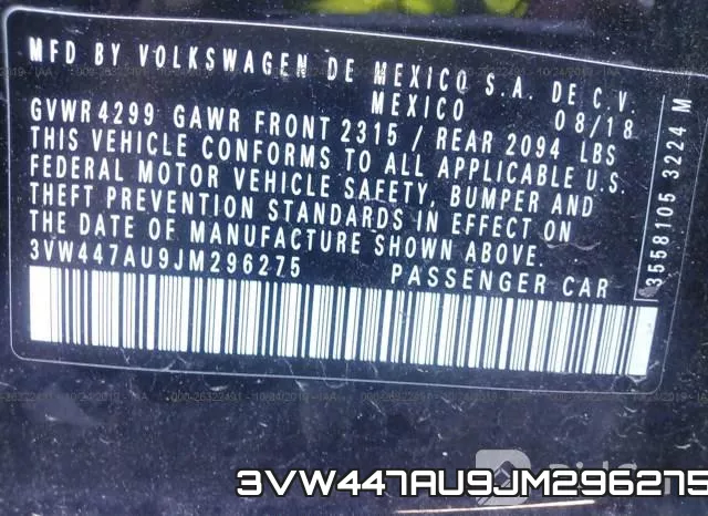 3VW447AU9JM296275 фото 10