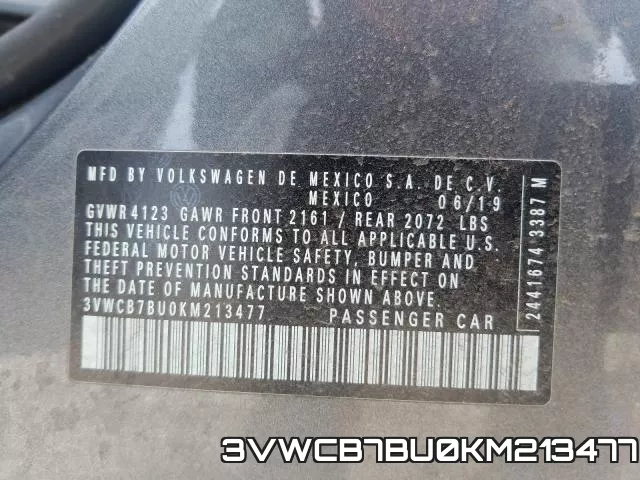 3VWCB7BU0KM213477 фото 2