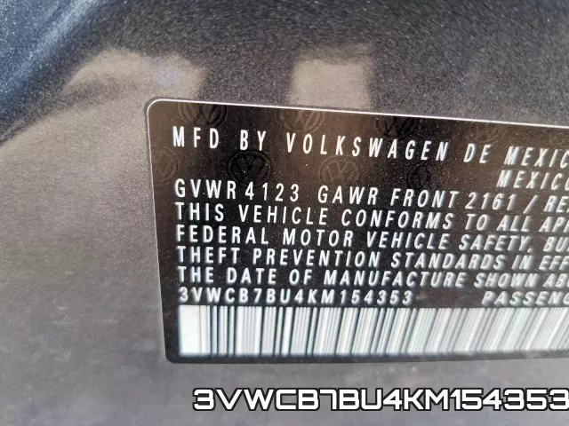 3VWCB7BU4KM154353 фото 2