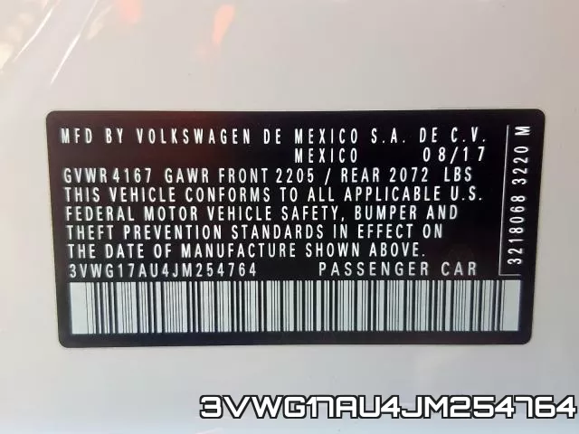 3VWG17AU4JM254764 фото 2