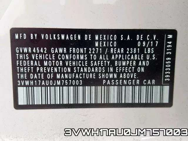 3VWH17AU0JM757003 фото 2