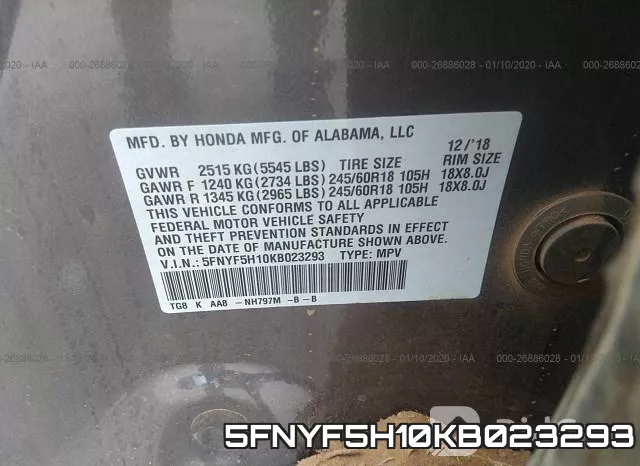5FNYF5H10KB023293 фото 10