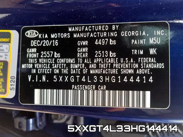 5XXGT4L33HG144414 фото 2