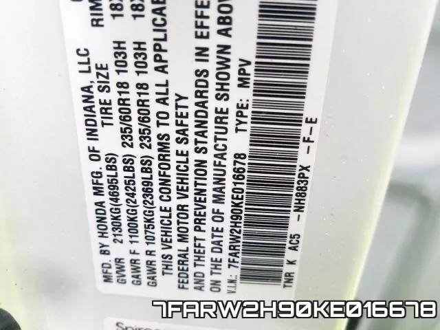 7FARW2H90KE016678 фото 2