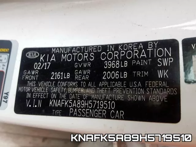 KNAFK5A89H5719510 фото 2