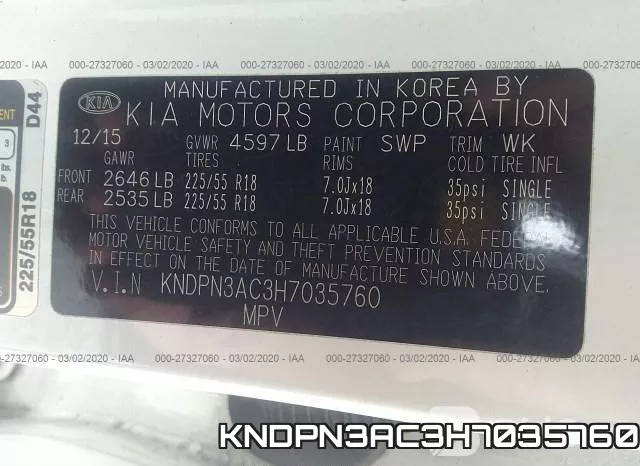 KNDPN3AC3H7035760 фото 10