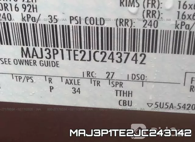 MAJ3P1TE2JC243742 фото 10