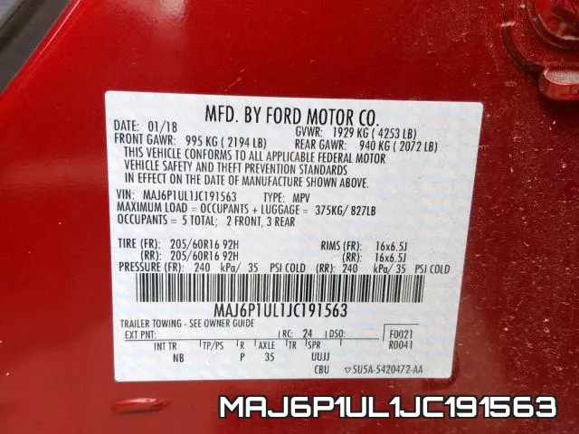 MAJ6P1UL1JC191563 фото 2