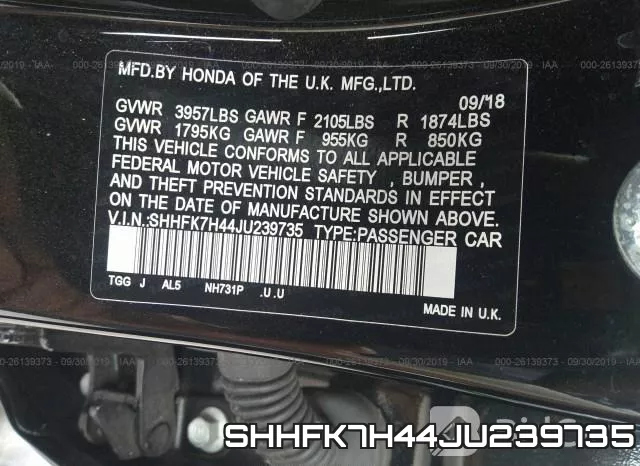 SHHFK7H44JU239735 фото 10