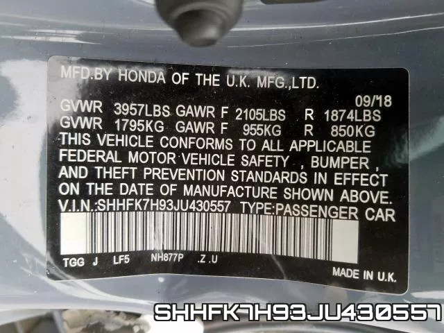 SHHFK7H93JU430557 фото 2