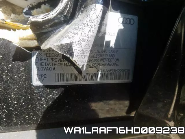 WA1LAAF76HD009238 фото 2