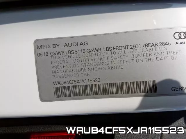 WAUB4CF5XJA115523 фото 2