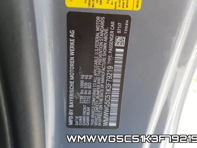 WMWWG5C51K3F79219 фото 2