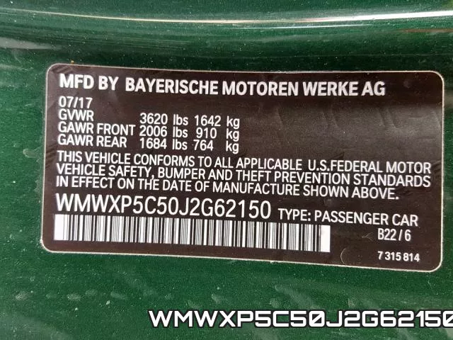 WMWXP5C50J2G62150 фото 2