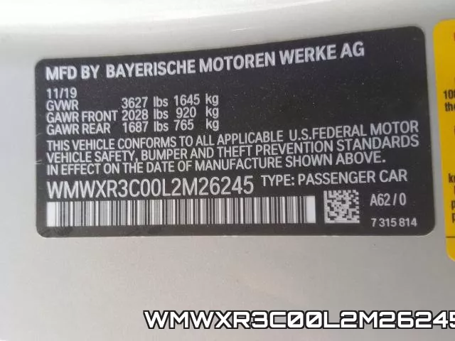 WMWXR3C00L2M26245 фото 2