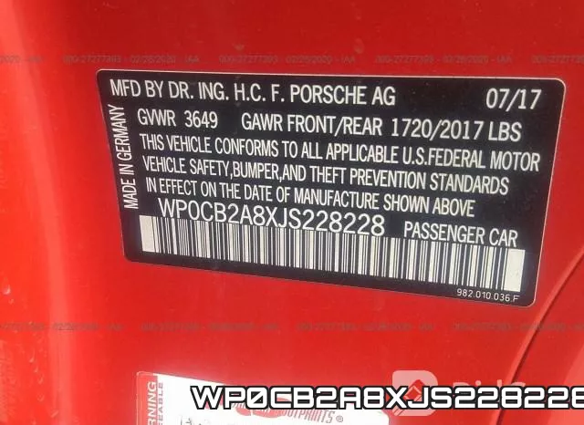 WP0CB2A8XJS228228 фото 10