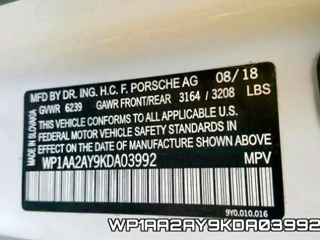 WP1AA2AY9KDA03992 фото 2