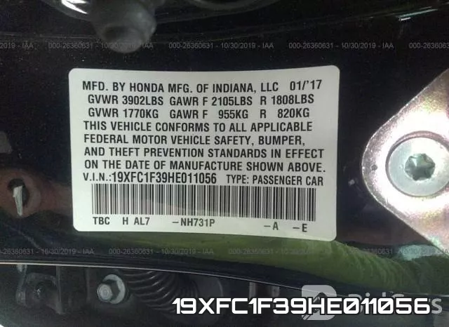 19XFC1F39HE011056 фото 10