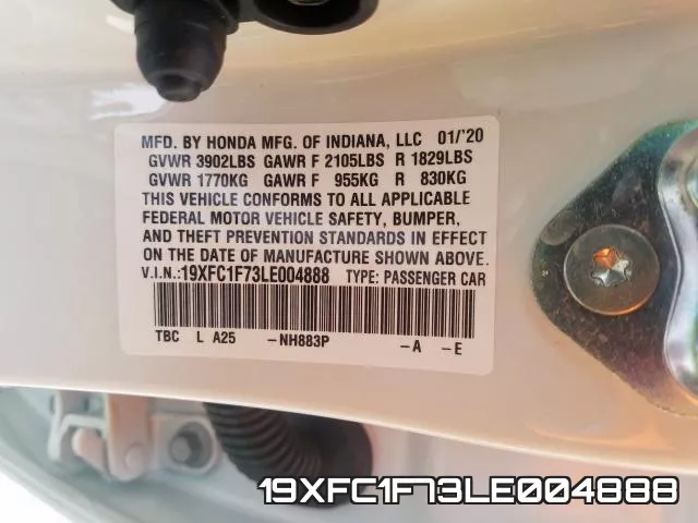 19XFC1F73LE004888 фото 2