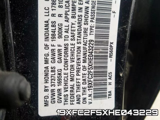 19XFC2F5XHE043229 фото 2