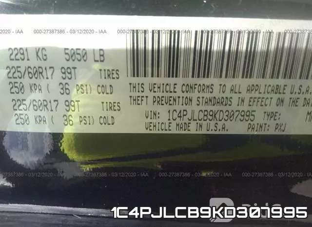 1C4PJLCB9KD307995 фото 10