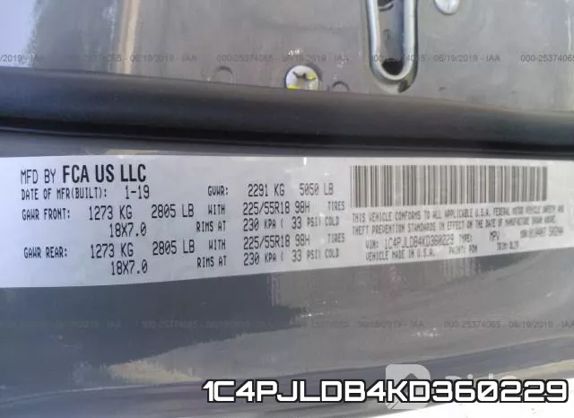 1C4PJLDB4KD360229 фото 10