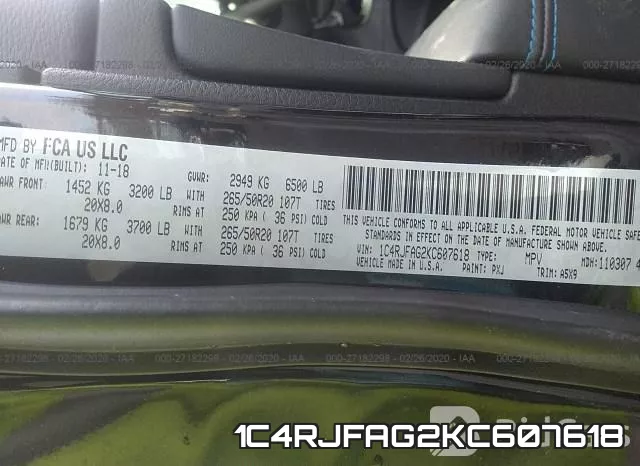 1C4RJFAG2KC607618 фото 10
