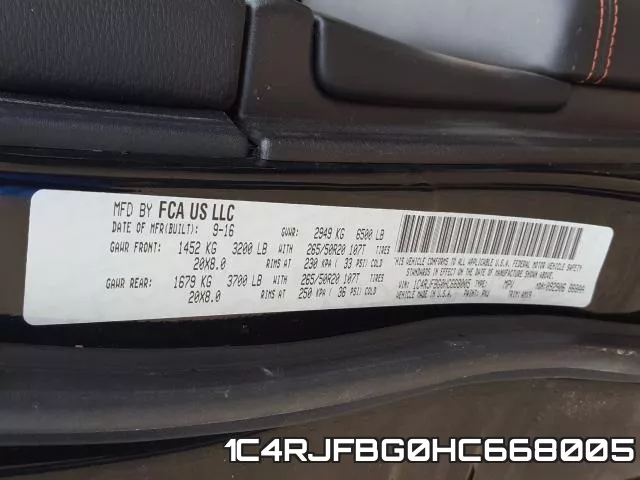 1C4RJFBG0HC668005 фото 2