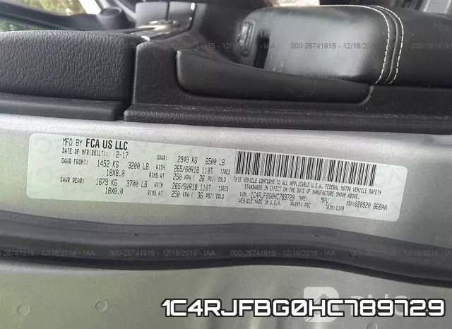 1C4RJFBG0HC789729 фото 10