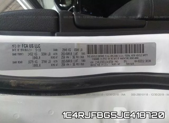 1C4RJFBG5JC418720 фото 10