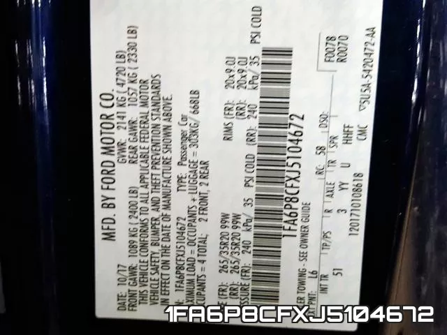 1FA6P8CFXJ5104672 фото 2