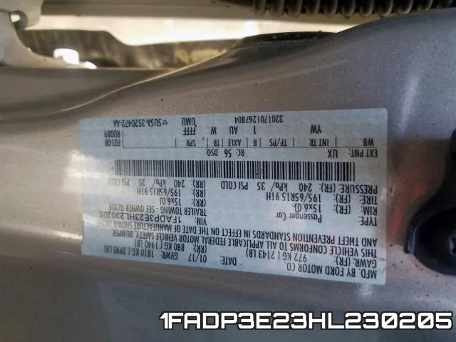 1FADP3E23HL230205 фото 2