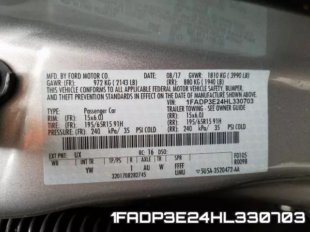 1FADP3E24HL330703 фото 2
