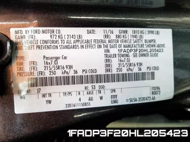 1FADP3F20HL205423 фото 2