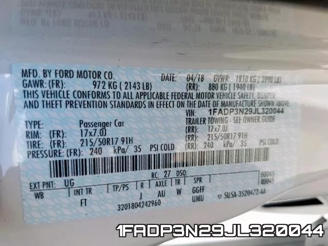 1FADP3N29JL320044 фото 2