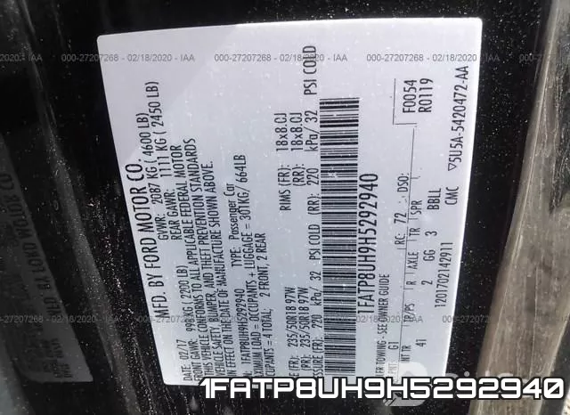 1FATP8UH9H5292940 фото 10
