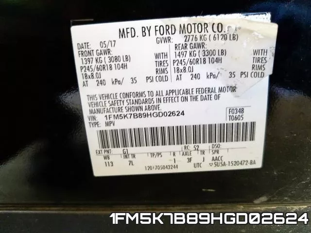 1FM5K7B89HGD02624 фото 2