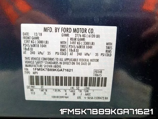 1FM5K7B89KGA71621 фото 2