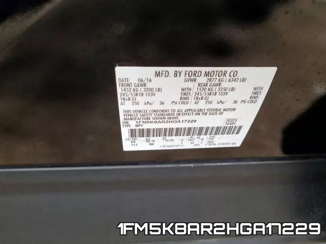 1FM5K8AR2HGA17229 фото 2