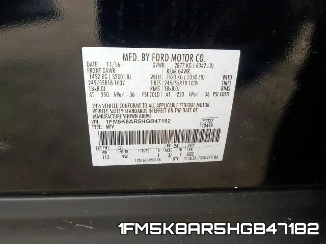 1FM5K8AR5HGB47182 фото 2