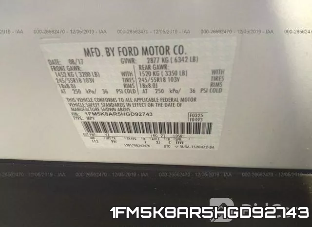 1FM5K8AR5HGD92743 фото 10